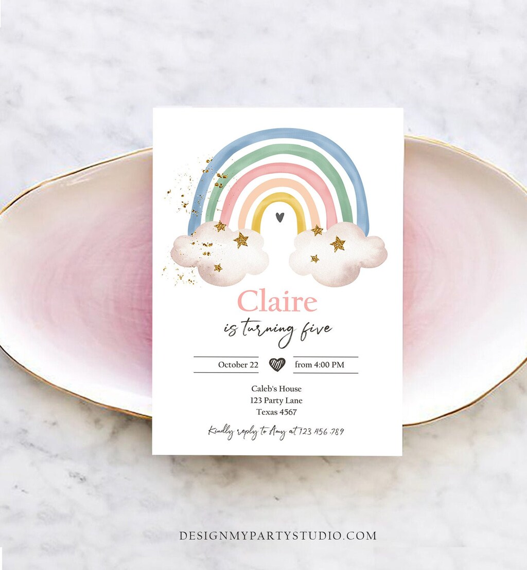 VULAVA 12 Biglietti Di Invito Arcobaleno Per Compleanno Bambini Con Buste – Fatti In Germania, Cartoncino 350g, Formato DIN A6, Tema Rainbow Party Per Ragazze E Ragazzi