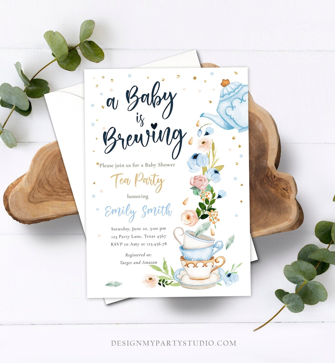 Editable Tea Party Baby Shower Invitation Tea Shower Sprinkle