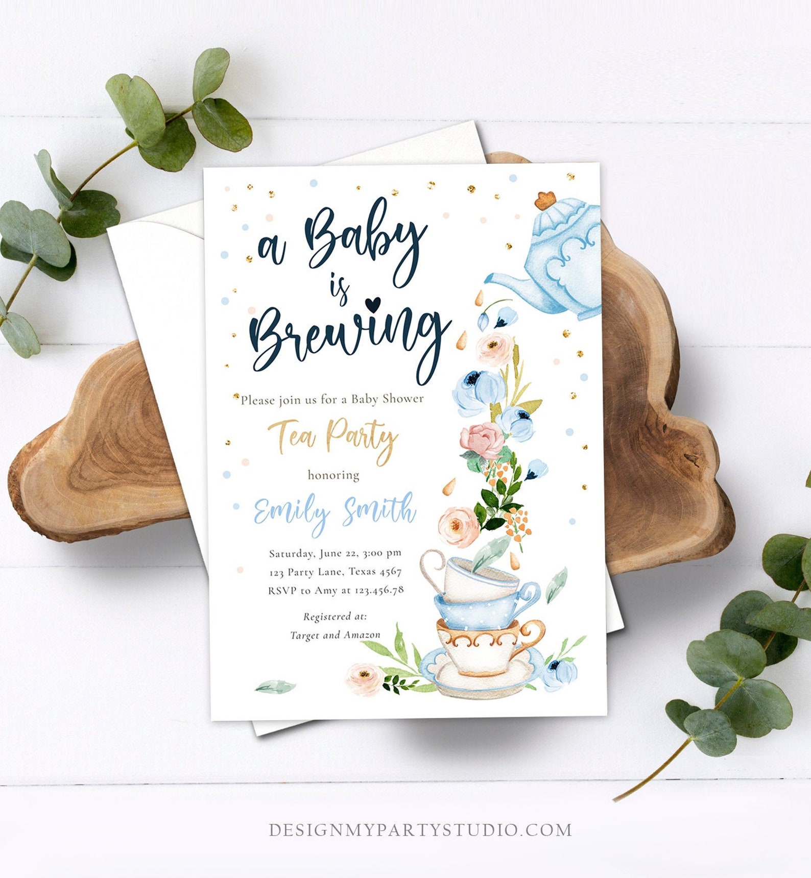 Editable Tea Party Baby Shower Invitation Tea Shower Sprinkle - Etsy