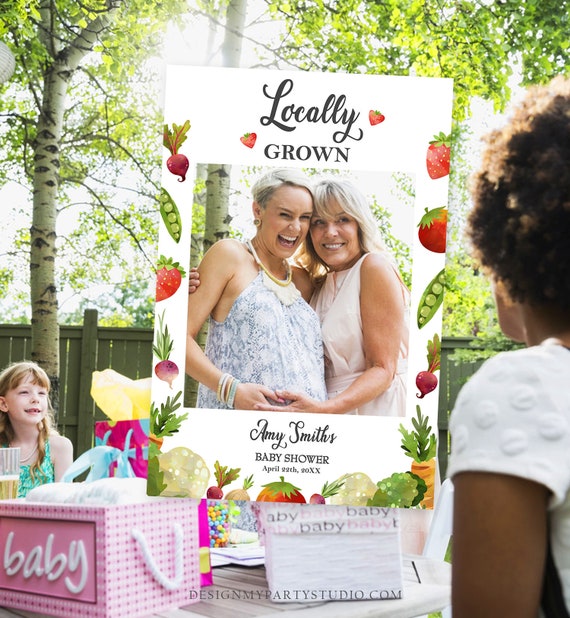 Editable Farmers Market Photo Frame Booth Sign Locally Grown Baby Shower Prop Farm Fruit Vegetables Market Corjl Template Printable 0144 Il_570xn