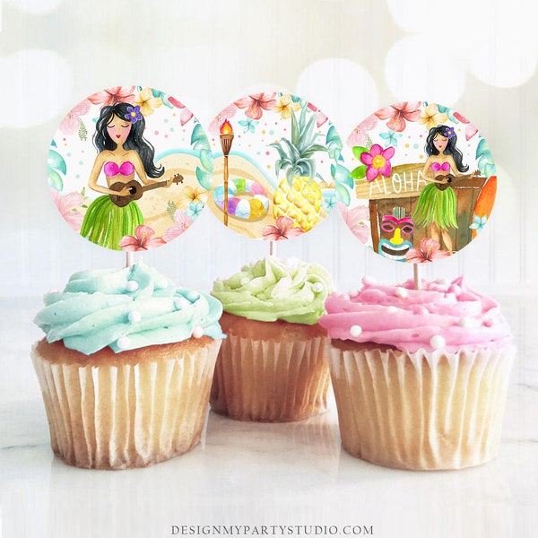 Luau Cupcake Toppers Etsy