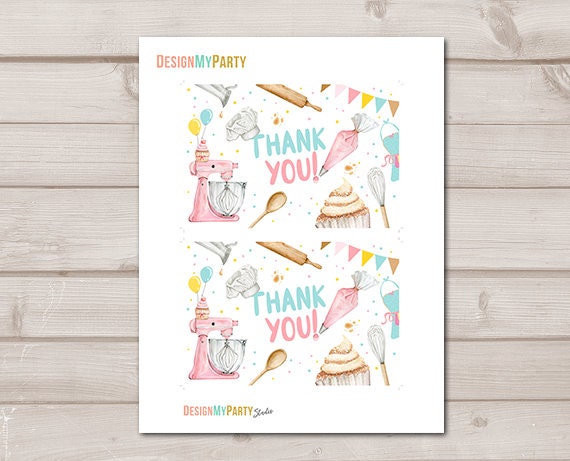 Baking Thank You Card Kids Cooking Birthday Thank You Note 4x6" Girl ...