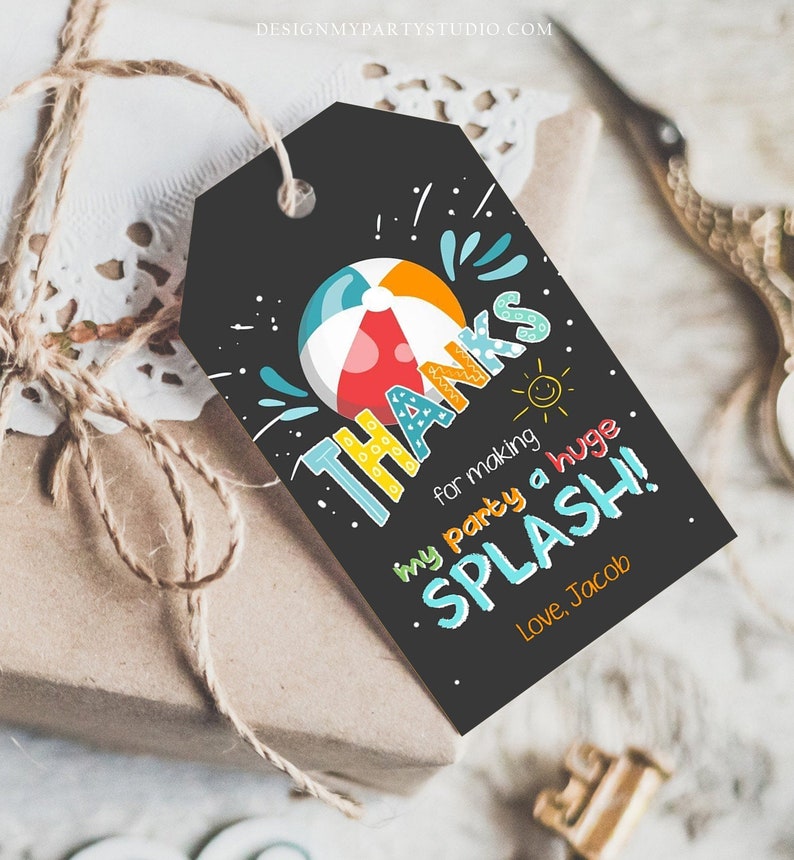 Editable Pool Party Favor Tags Tags Pool Party Birthday Thank Etsy UK