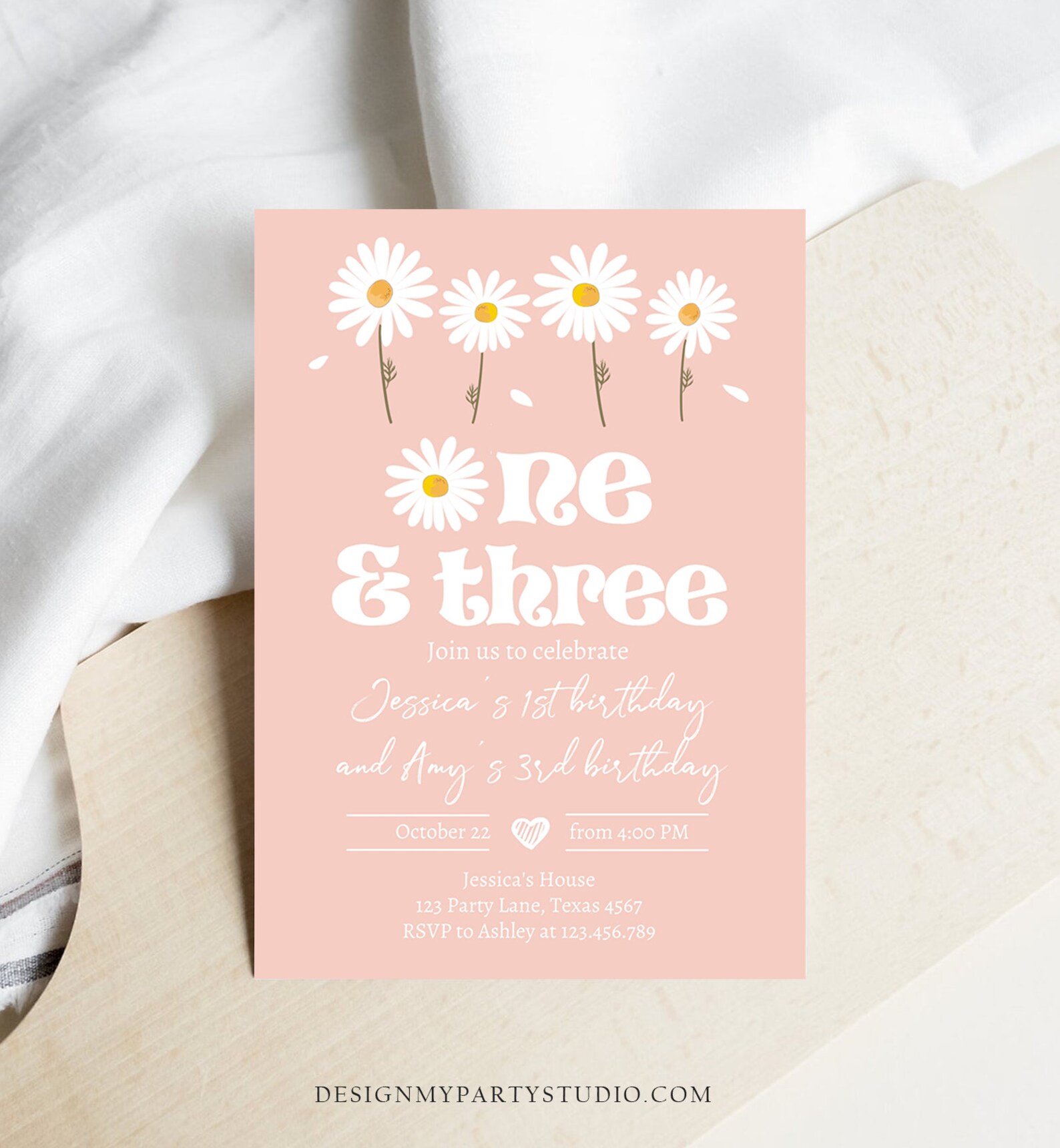 Editable Daisy Birthday Party Invitation 1st Birthday One and Etsy