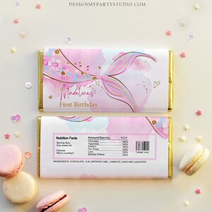 Editable Mermaid Chocolate Bar Wrapper Candy Bar Label Mermaid Tail ...