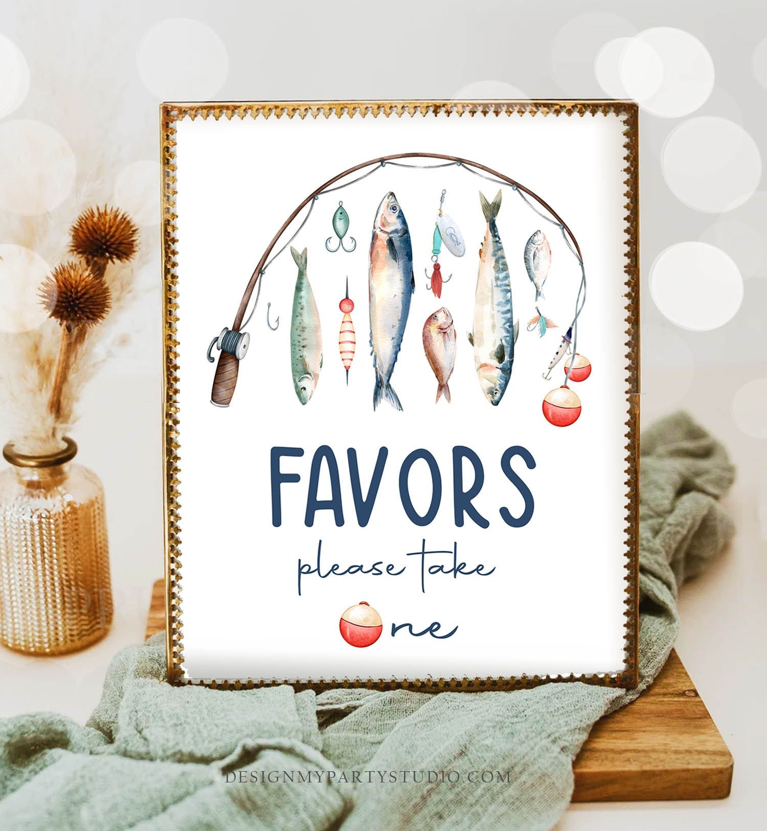 Favors Party Sign Fishing Birthday Sign O-fish-ally Reeling in The Big One  Birthday Boy Fishing Party Decor Table Download PRINTABLE 0454