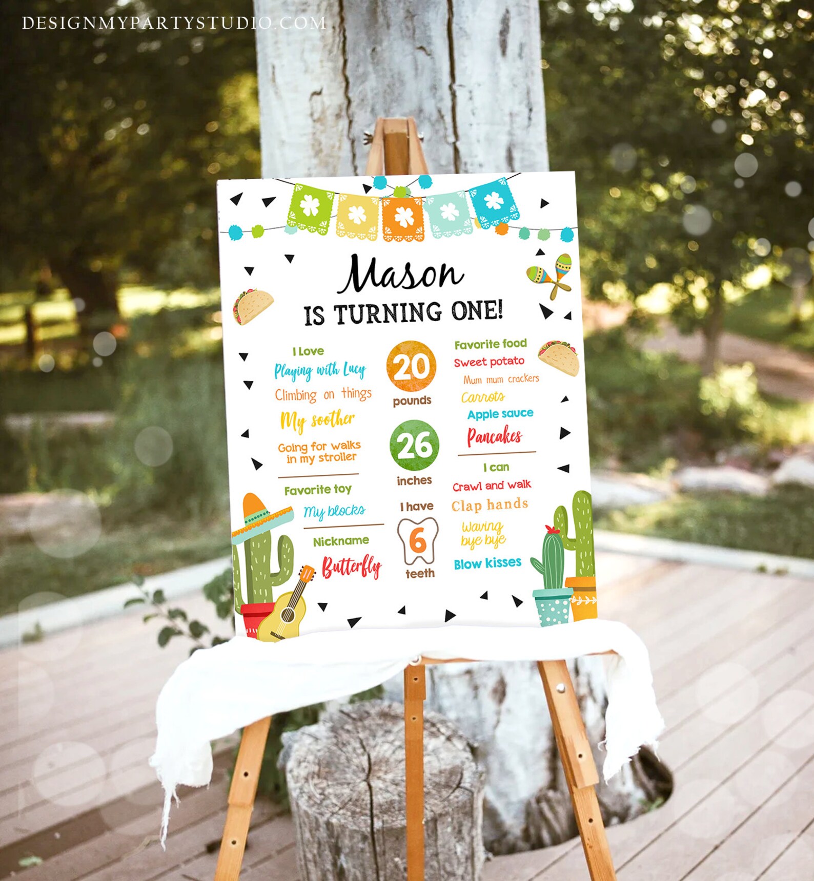 Editable First Fiesta Birthday Milestones Sign Poster 1st Birthday ...