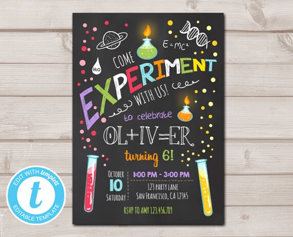 science birthday invitation experiment birthday party boy science party invitation template