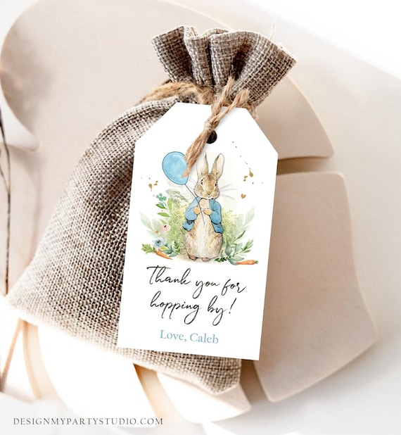 Editable Peter Rabbit Favor Tags Bunny Thank you Tags Boy Birthday Labels Thanks Hopping By Printable Instant Download Corjl Template 0351 Il_570xn