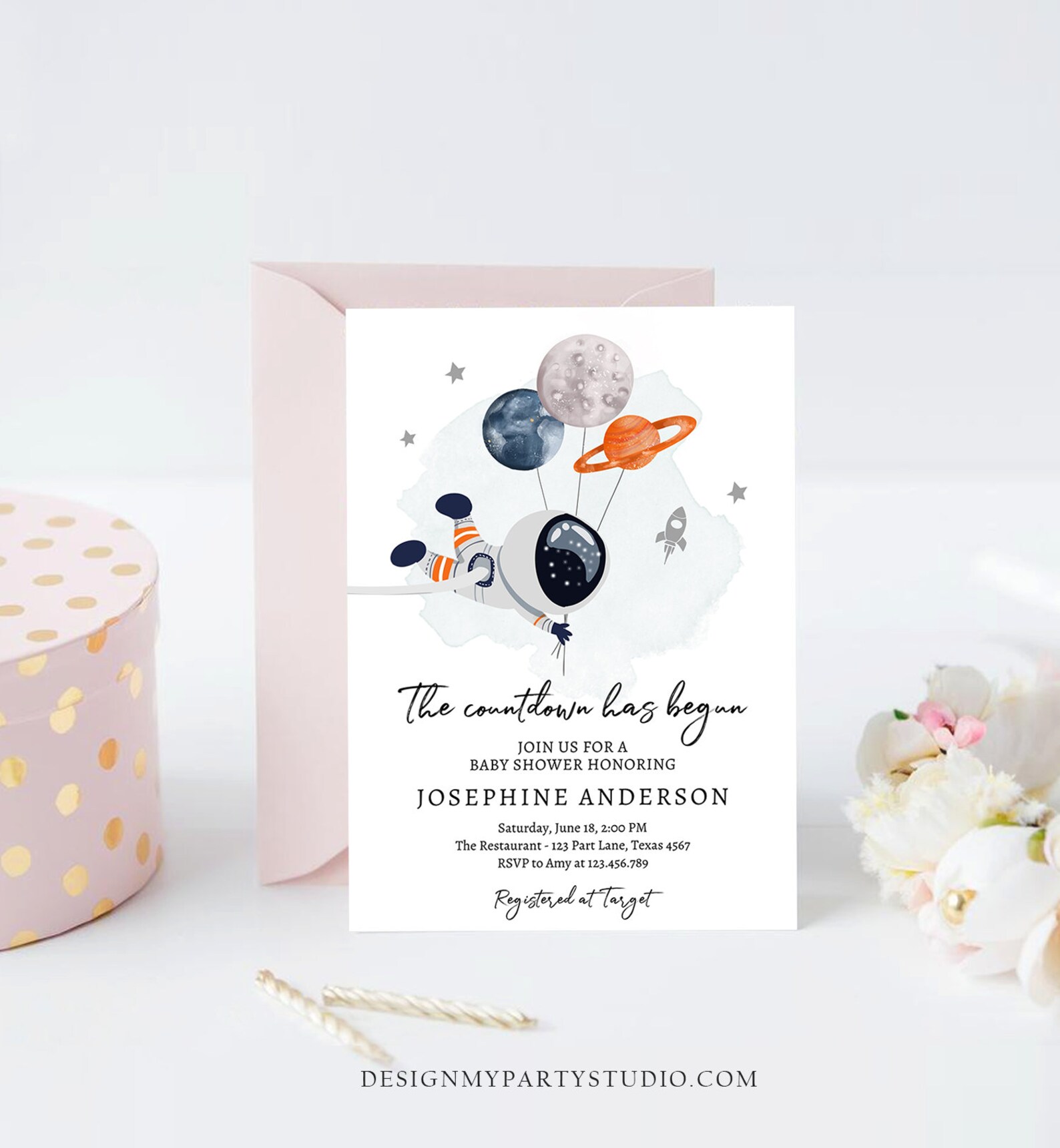 Editable Space Baby Shower Invitation Galaxy Outer Space Etsy