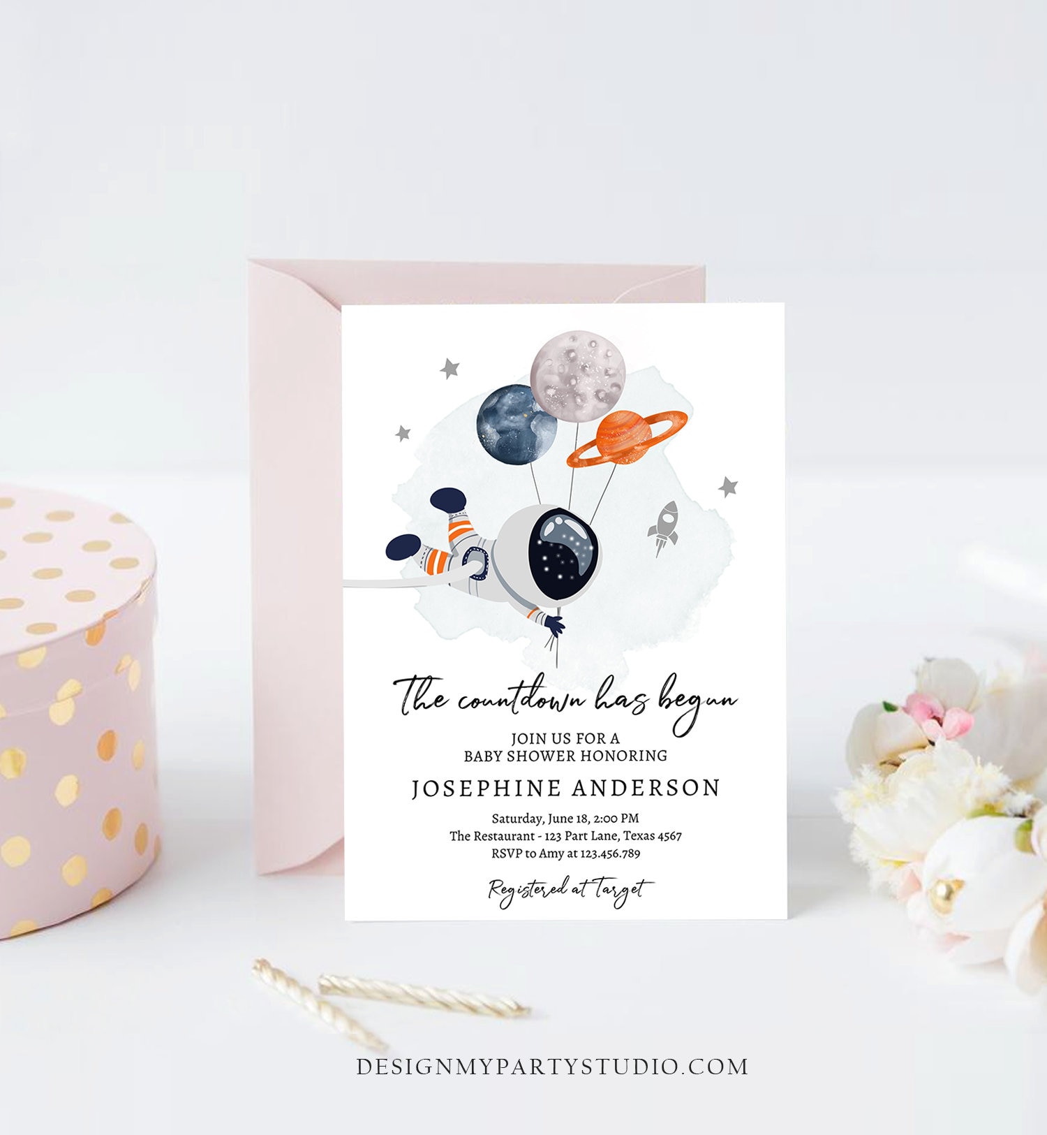 Editable Space Baby Shower Invitation Galaxy Outer Space Etsy