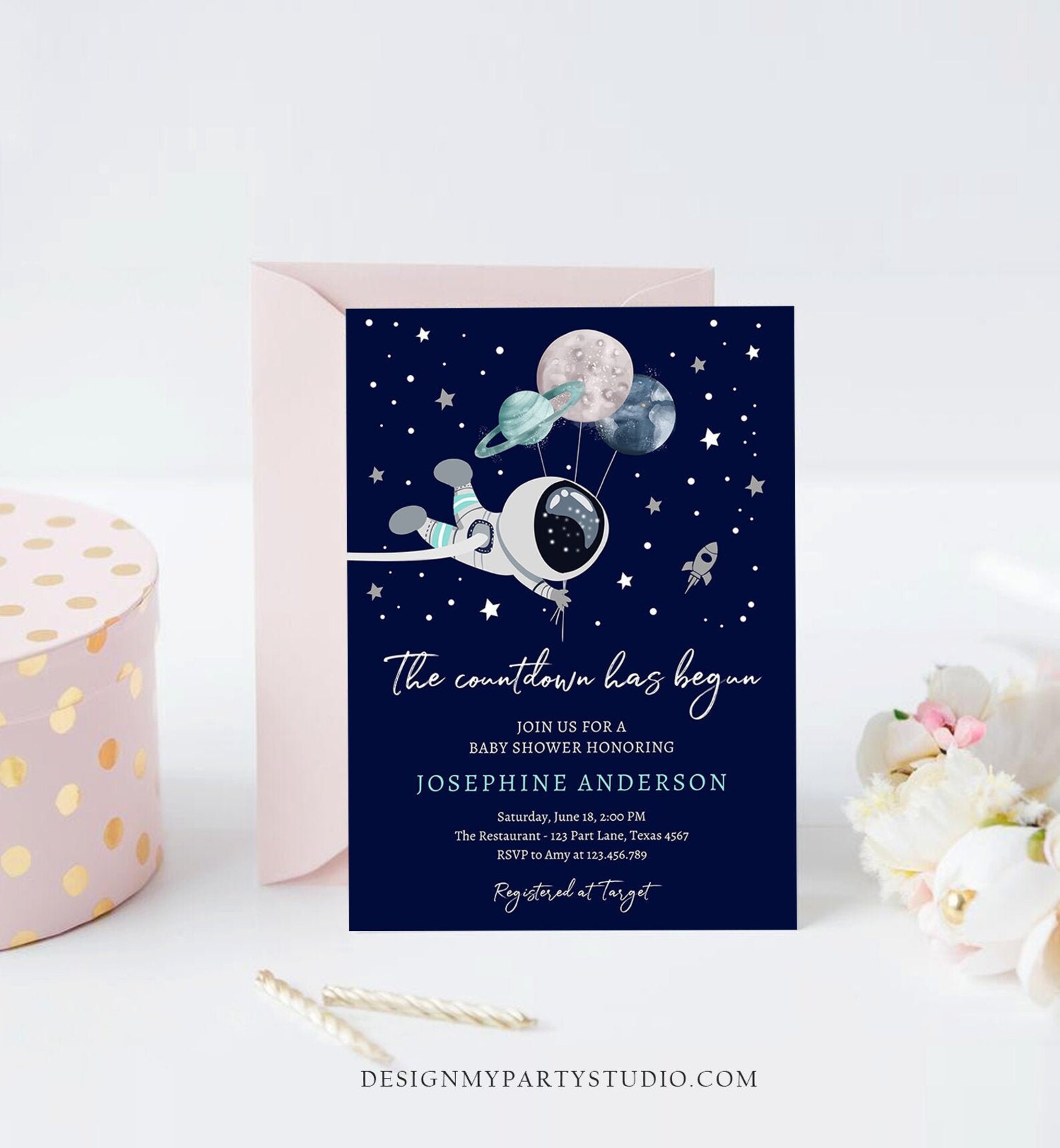 Editable Space Baby Shower Invitation Galaxy Outer Space Etsy