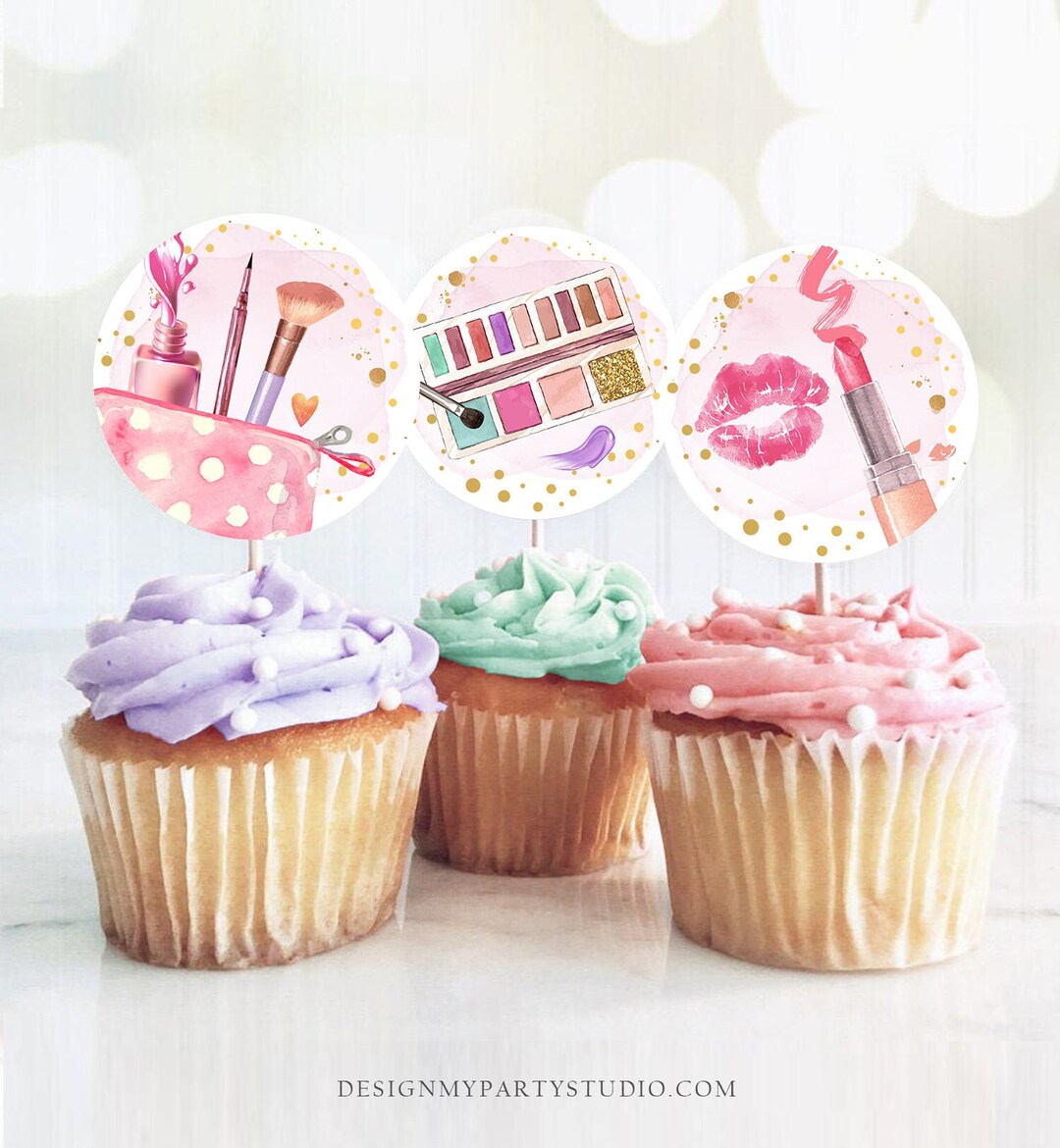 Spa Party Cupcake Toppers Favor Tags Glamour Birthday Party Decoration ...