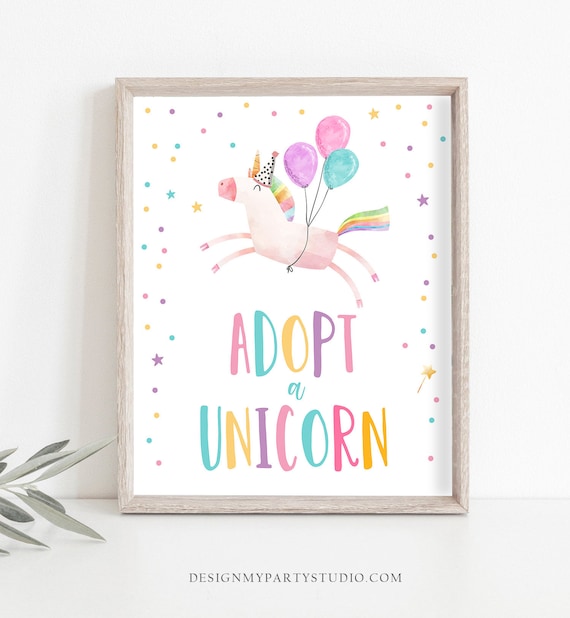 Adopt a Unicorn Birthday Sign Unicorn Adoption Sign Birthday Decor ...