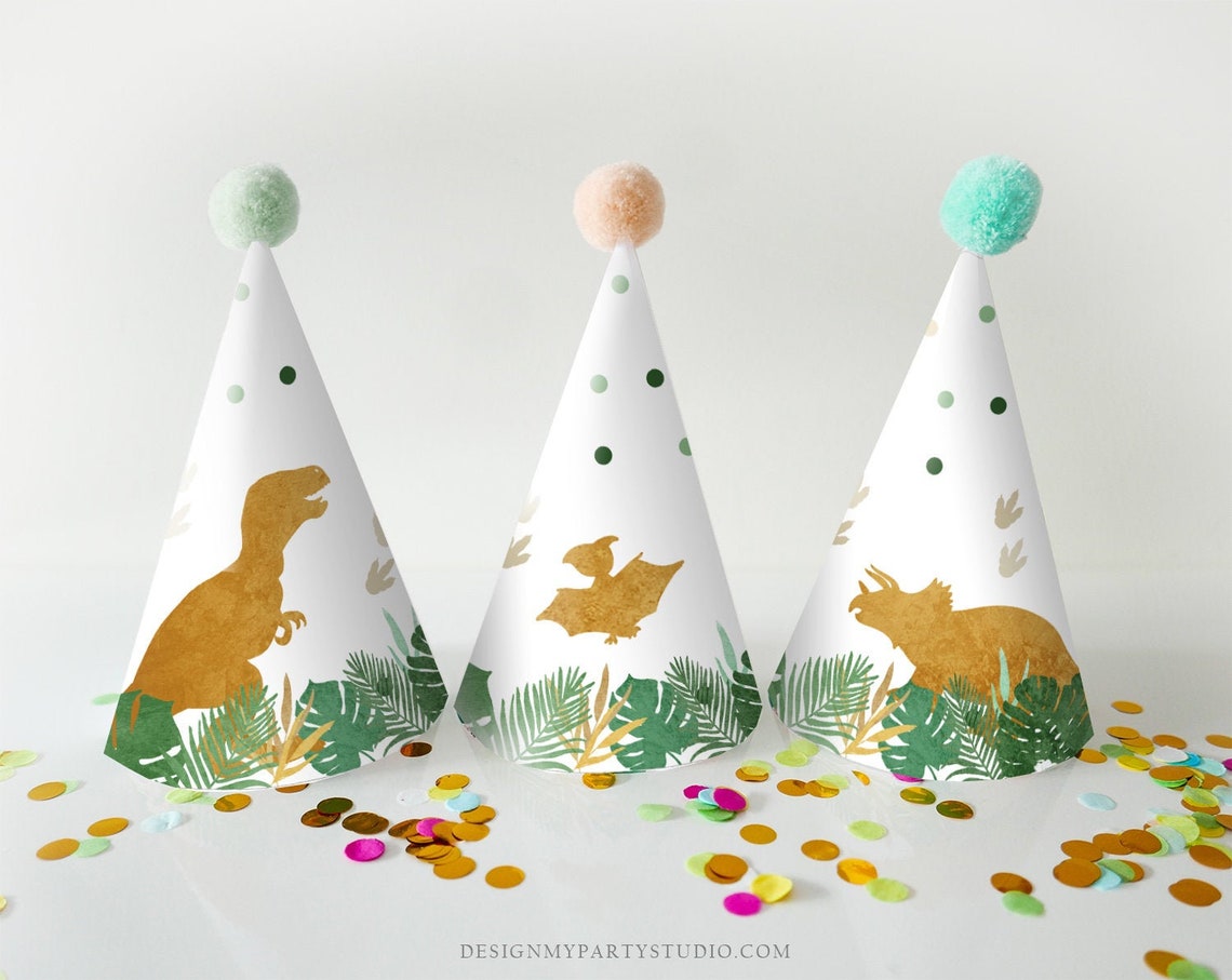 Printable Party Hats Party Boy Dinosaur Birthday Party - Etsy