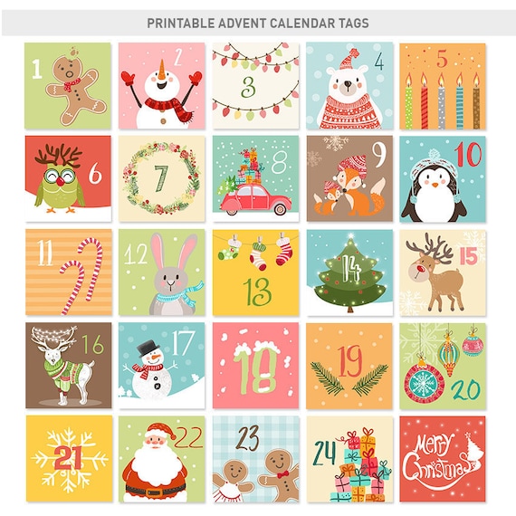 Christmas Advent Calendar Tags Christmas countdown Calendar