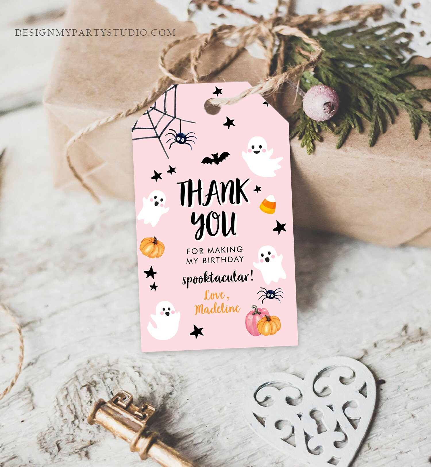 Editable Halloween Birthday Thank You Favor Tags Costume Party Girl ...