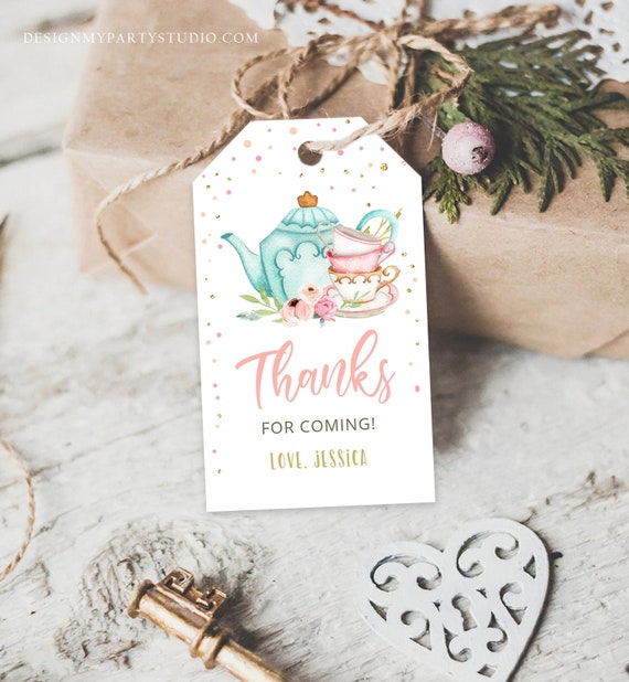 Editable Tea for Two Favor Tags Tea Birthday Thank You Tags Tea-rrific Tea Party Garden Floral Tea pot Gift Tag Digital Corjl Template 0349 Il_570xn
