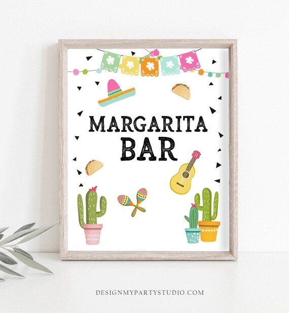 Margarita Bar Sign Fiesta Margarita Sign Fiesta Bridal Shower Cactus ...