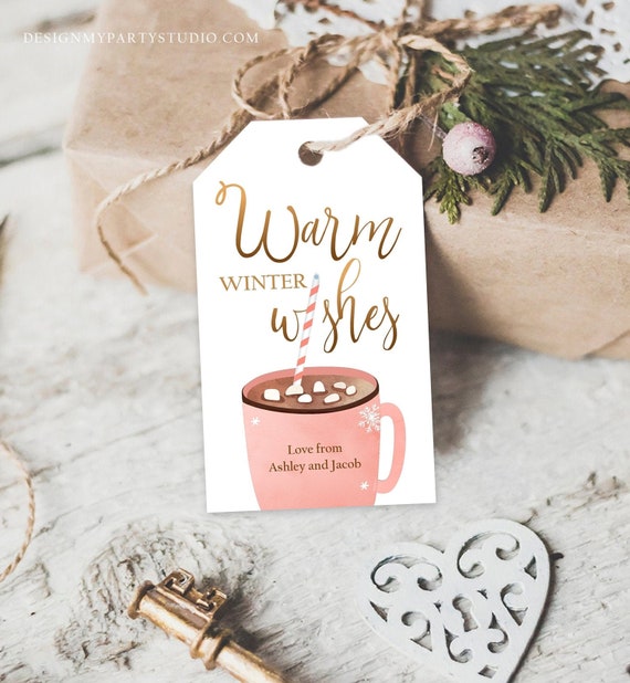 Editable Warm Wishes Tag Personalized Christmas Tag Hot Cocoa Tag Holiday Gift Tag Hot Chocolate Tag Download Printable Template Corjl 0353 Il_570xn