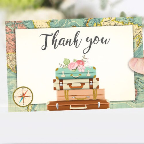 Travel Thank You Card Thank Notes Baby Bridal Shower Etsy
