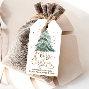 Editable Christmas Favor Tags Holiday Gift Tags Merry Christmas Holiday Tags Holiday Labels Tree Gold Download Printable Corjl 0363 0443 image 4