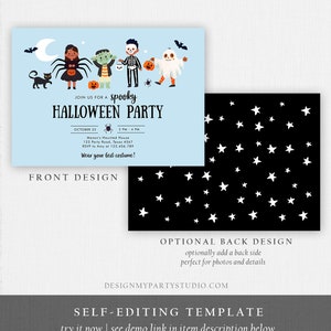 Editable Halloween Party Invitation Halloween Birthday Invitation Kids ...