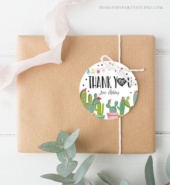 Editable Cactus Thank You Favor Tags Round Squared Fiesta Baby - Etsy