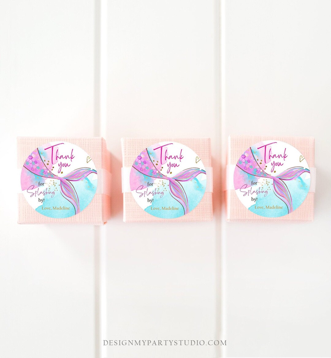 Editable Mermaid Birthday Favor Tags Under the Sea Thank You Tags ...