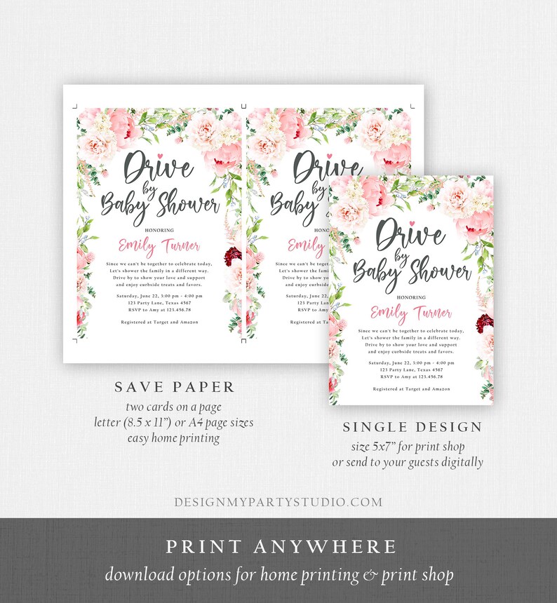 Editable Drive by Baby Shower Invitation Drive Through Social Etsy