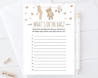 Guess What's in the Diaper Bag Baby Shower Printable Game - Etsy