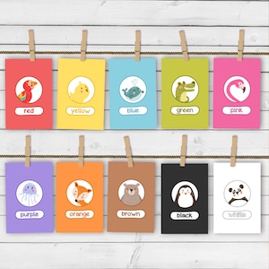 Farbe Flash-Karten Farbe Flash-Karten Kinderzimmer Wand Lern-Kinderzimmer-Schule-Klasse-Dekor-Wand-Kunst-Sofortiger digitaler Download druckbare