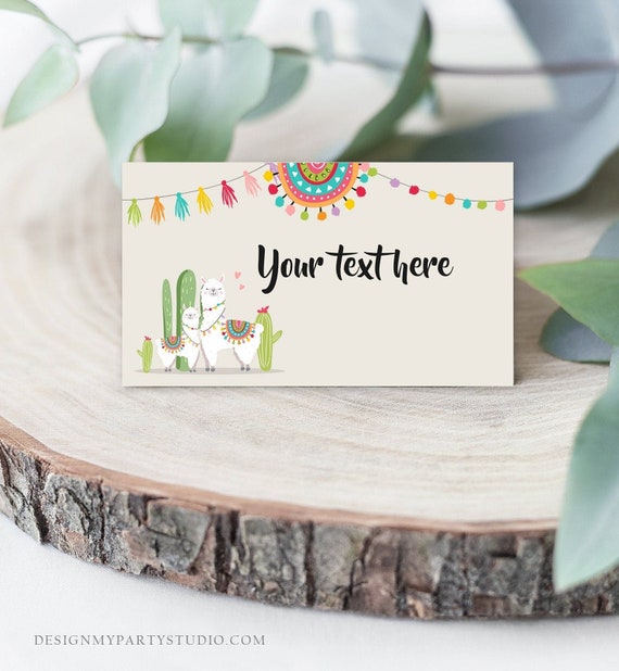 Editable Llama Food Labels Llama Fiesta Mexican Place Card Birthday Party Baby Shower Tent Card Escort Card Neutral Corjl Template 0079 Il_570xn