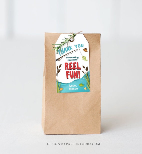 Editable Reel Fun Fishing Favor Tag Fishing Birthday Thank You Tag Gone Party Fish Reeling Big One Boy Digital Template Printable 0080