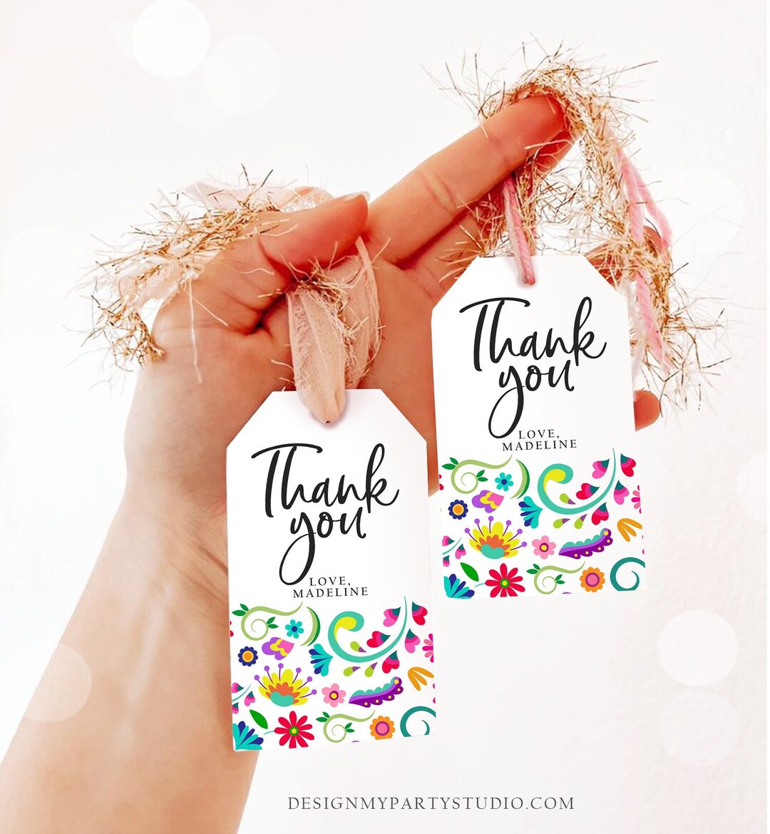 Editable Floral Fiesta Favor Tags First Fiesta Thank You Tags Mexican ...