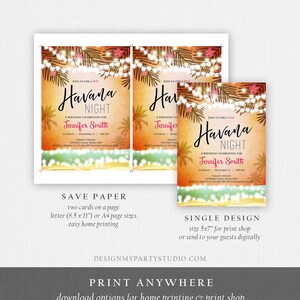Editable Havana Nights Invitation Night in Havana Birthday Vintage ...