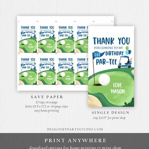 Editable Golf Favor Tags Golf Thank You Par-tee Tags Golfing Birthday Hole in One 1st Birthday Boy Gift Tag Download Corjl Template 0405 image 5