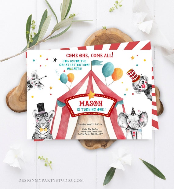 Editable Circus Birthday Invitation Party Animals Circus Invitation Carnival Invite Instant Download Printable Template Digital Corjl 0355 Il_570xn