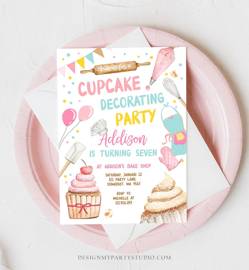 Editable Cupcake Decorating Party Invitation Kids Cooking - Etsy