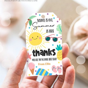Editable Teacher Appreciation Gift Tags Sunshine Thank You Tag School is Out Summer is Here End of Year Tag Digital Template Printable 0464