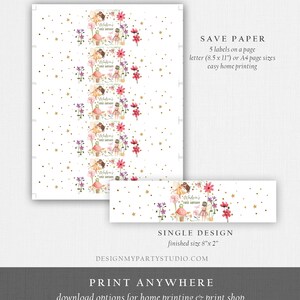 Editable Fairy Water Bottle Labels Fairy Birthday Party Girl Fairy Garden Magical 1st Whimsical Pink Download Printable Template Corjl 0406 image 3