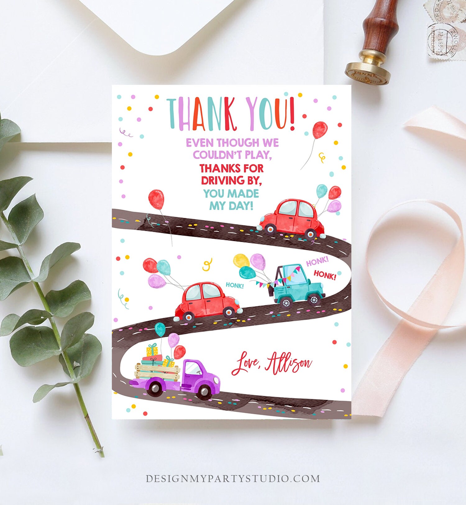 Editable Drive By Birthday Parade Thank You Card Virtual Party | Etsy