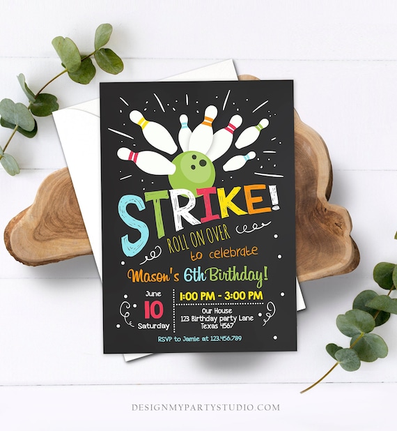 Editable Bowling Birthday Invitation Boys Red Blue Bowling Party Strike Kids Birthday Instant Download Printable Invite Template Corjl 0081 Il_570xn