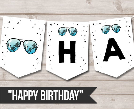 Happy Birthday Banner Two Cool Birthday Banner Boy Sunglasses 2nd