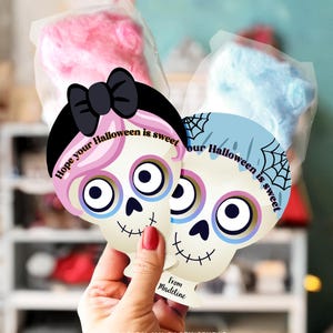 Bewerkbare suikerspin Halloween-feestgunst Halloween-traktatie-tastag Kids Trick or Treat-klas Zoete download afdrukbare sjabloon Digitaal 0261