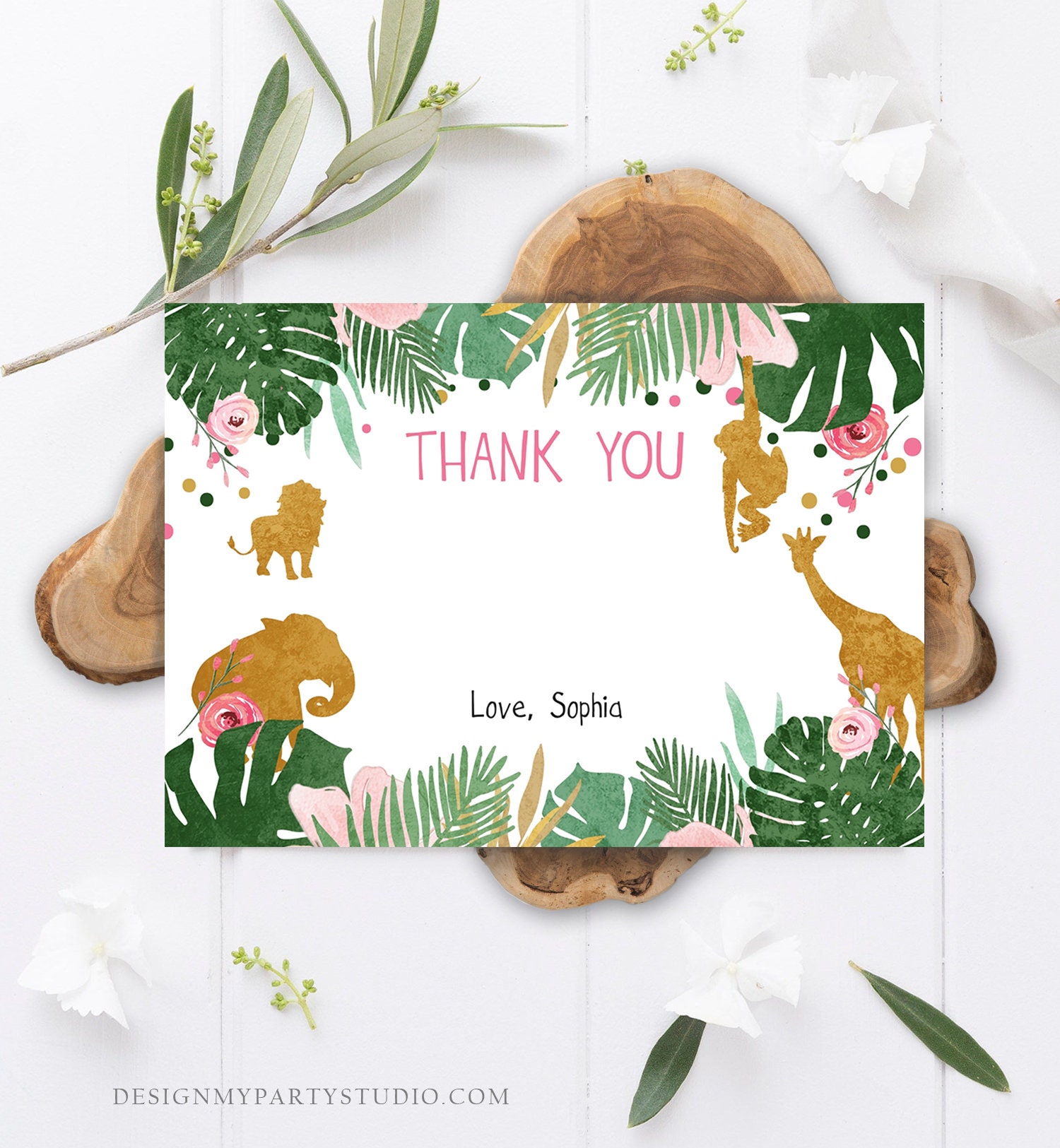 safari animal thank you cards