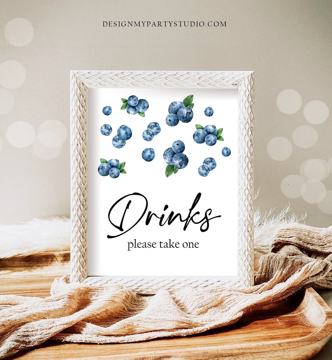 Drinks Sign Berry First Birthday Party Sign Blueberry Table Sign Berry ...