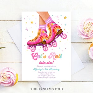 Editable Roller Skate Birthday Party Invitation Let's Roll Skating Kids ...