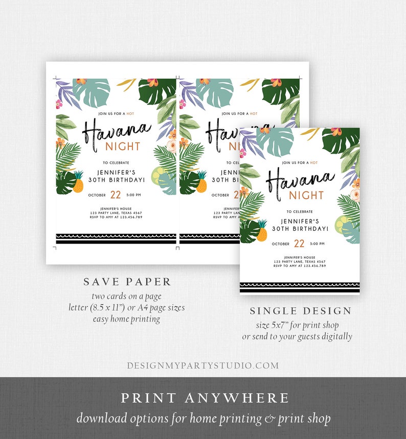 Editable Havana Nights Invitation Night in Havana Birthday - Etsy