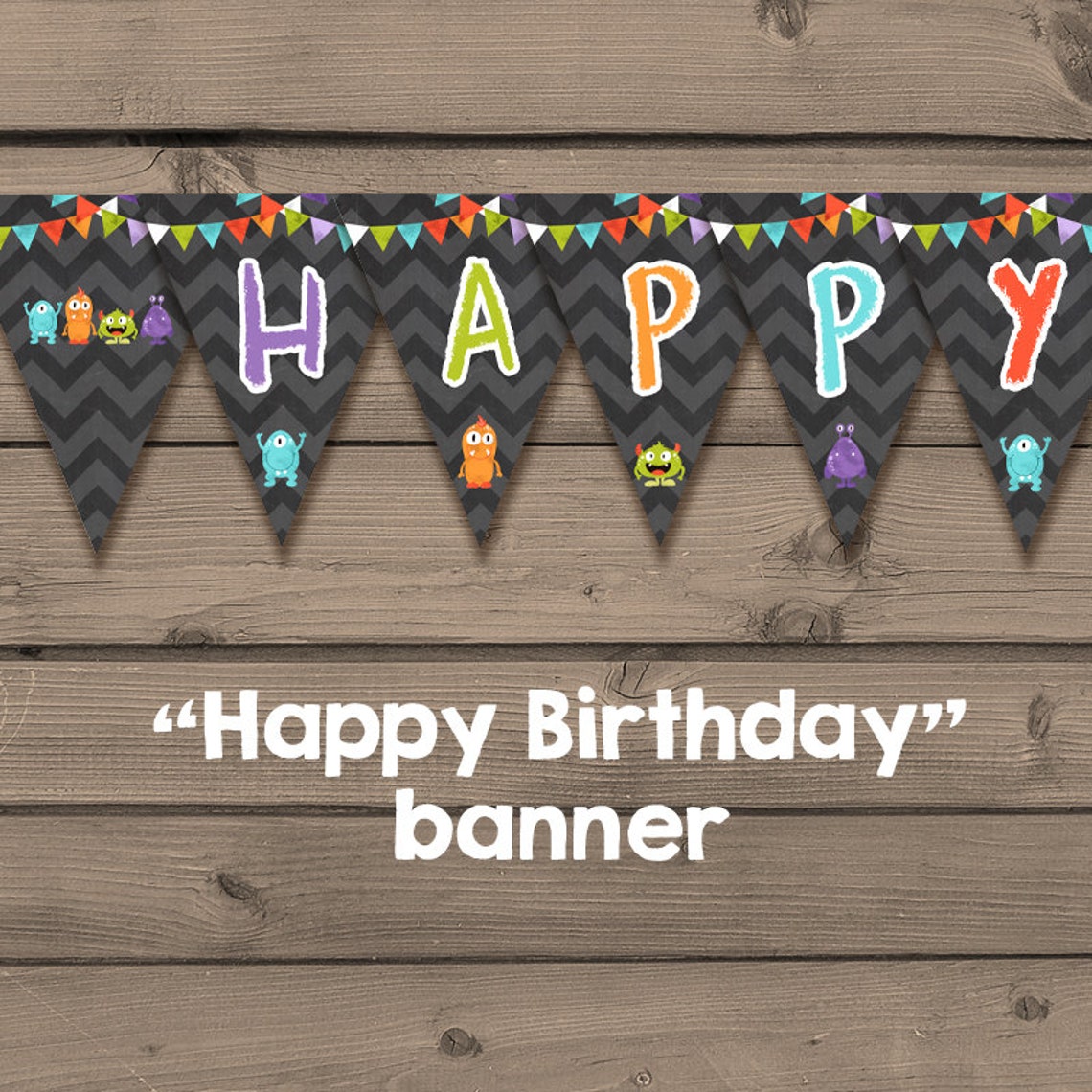 Monster Birthday Banner Monster Birthday Happy Birthday Banner | Etsy